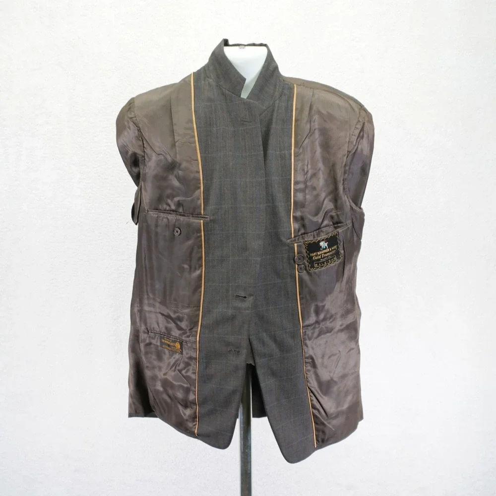 Hart Schaffner‎ Marx Gold Trumpeter Wool 2 Piece Suit Brown Birdseye 40R 36 / 30